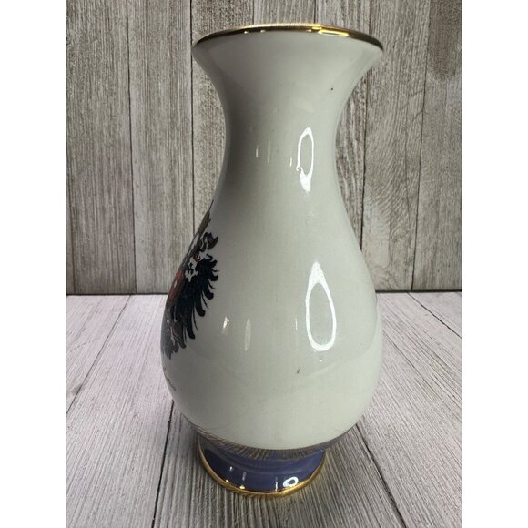 Vintage Wien Austria Handarbeit Bud Vase Porcelain Gold Rim 6.75'' Tall - Picture 2 of 9